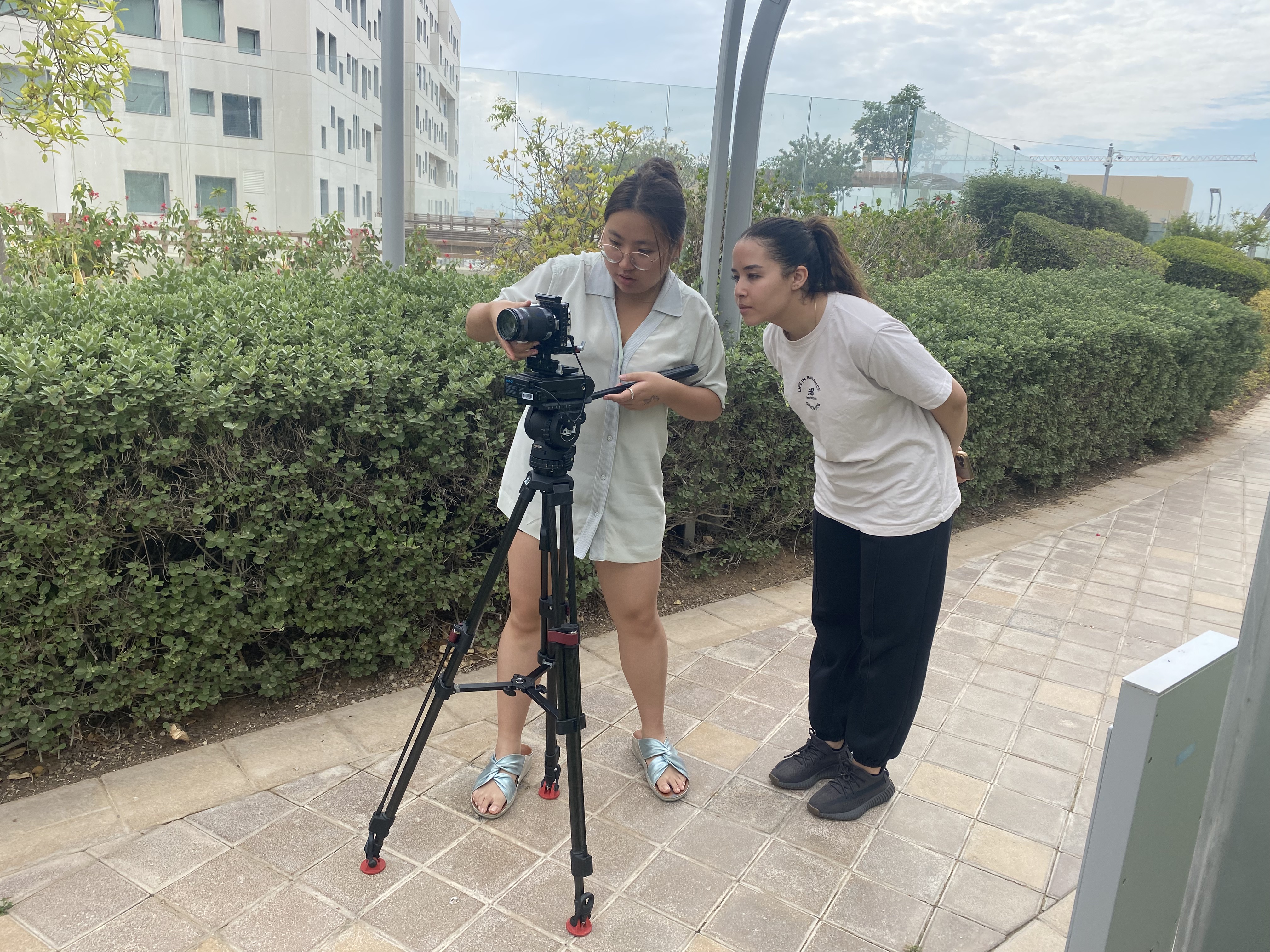 Ingy and Genie checking footages